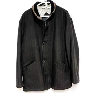 Florentino Dark Brown Italian Micropatterned Men’s Wool Coat Sz 52 XL